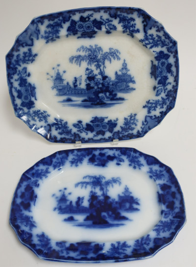 2 Flow Blue &apos;Scinde&apos; Transferware Platters, 19th C