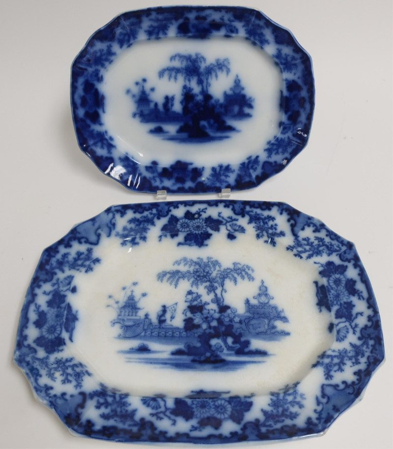 2 Flow Blue &apos;Scinde&apos; Transferware Platters, 19th C
