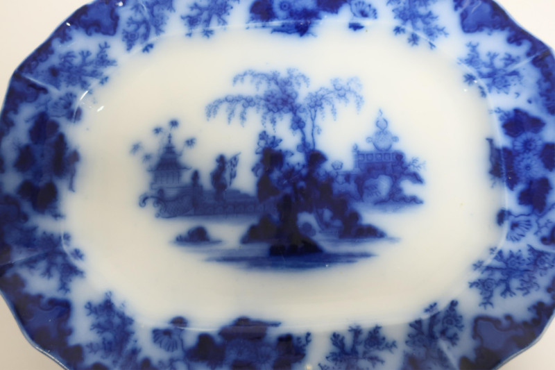 2 Flow Blue &apos;Scinde&apos; Transferware Platters, 19th C