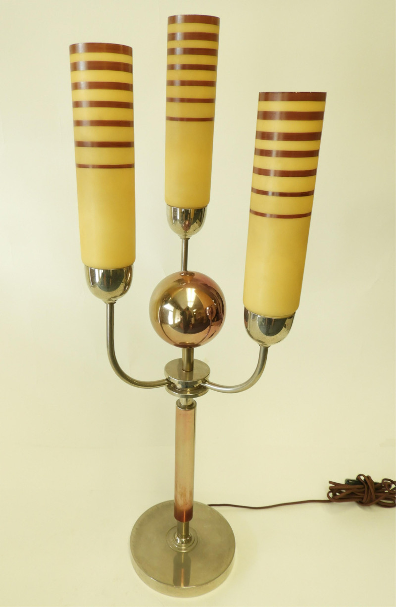 French Art Deco Metal Lamp, Fritz Breuhaus, 1925