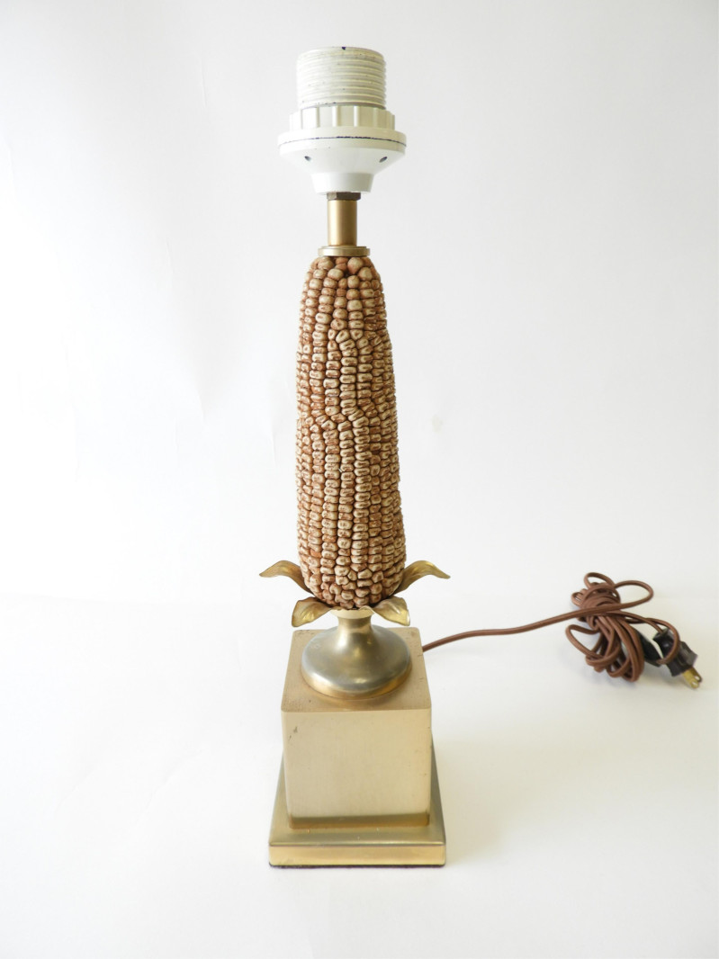 1970&apos;s Composition &amp; Metal &apos;Corn Cob&apos; Lamp