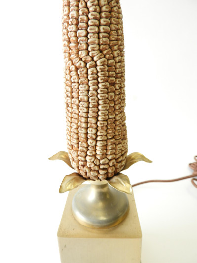 1970&apos;s Composition &amp; Metal &apos;Corn Cob&apos; Lamp