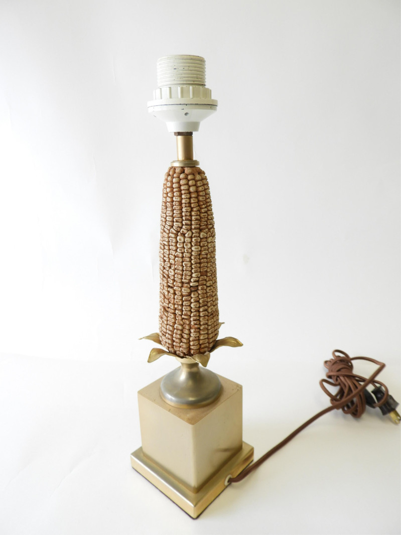 1970&apos;s Composition &amp; Metal &apos;Corn Cob&apos; Lamp