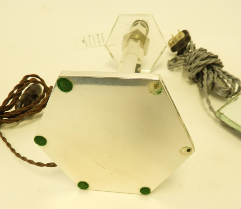 2 Art Deco Glass &amp; Nickel Pate Lamps