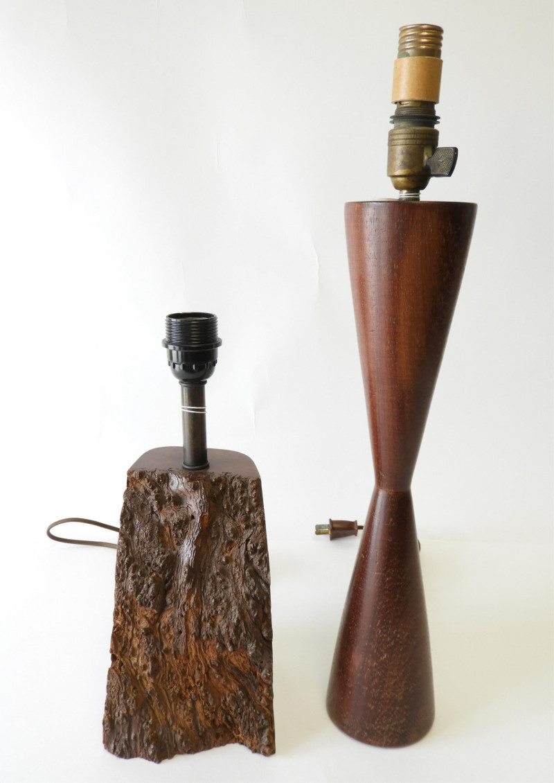 Burl Walnut Lamp &amp; Double Conical Lamp