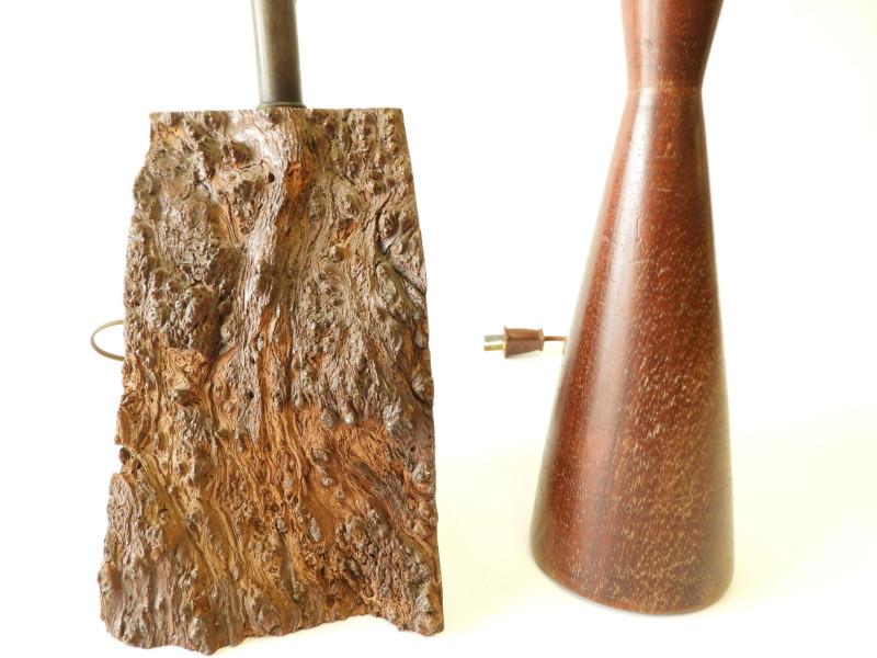 Burl Walnut Lamp &amp; Double Conical Lamp