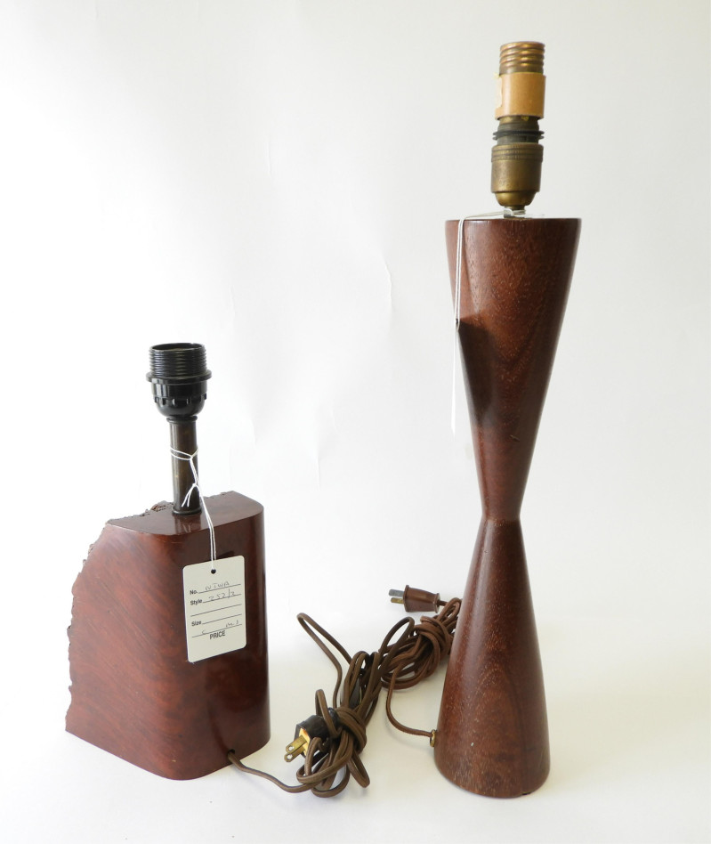 Burl Walnut Lamp &amp; Double Conical Lamp