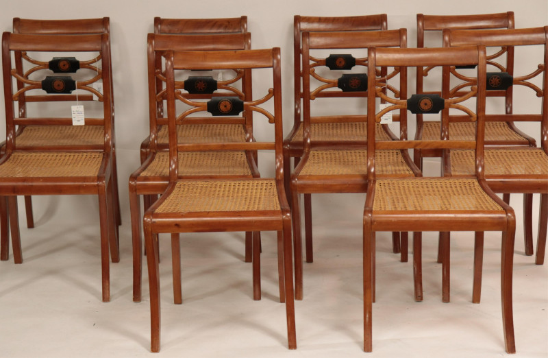 10 Swedish Neoclassic Style Parcel-Ebonized Chairs