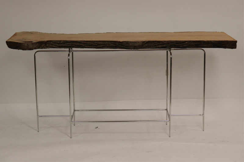 Contemporary Chrome &amp; Maple Live Edge Console