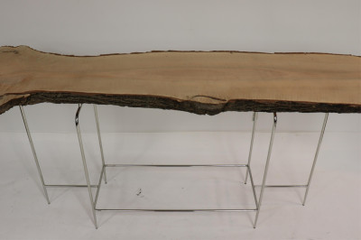 Contemporary Chrome &amp; Maple Live Edge Console