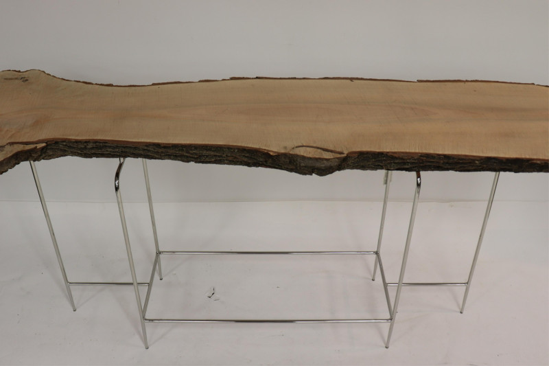 Contemporary Chrome &amp; Maple Live Edge Console