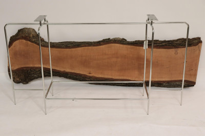 Contemporary Chrome &amp; Maple Live Edge Console