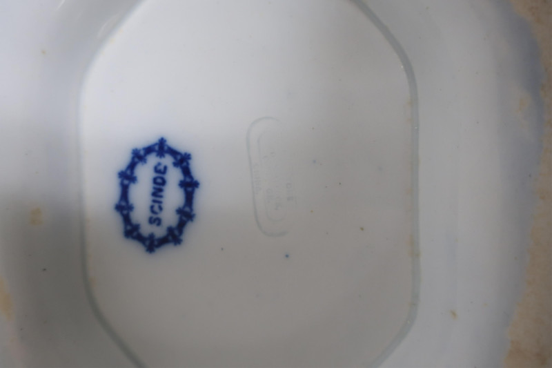 3 Flow Blue &apos;Scinde&apos; Transferware Casserole Dishes