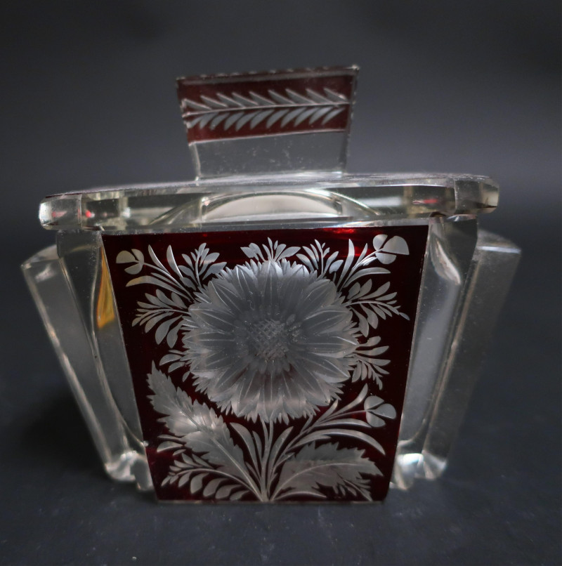 5 Cut &amp; Red Flashed Glass Vanity &amp; Perfumes