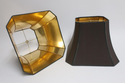 Pr. Modern Chrome and Brass Column Table Lamps