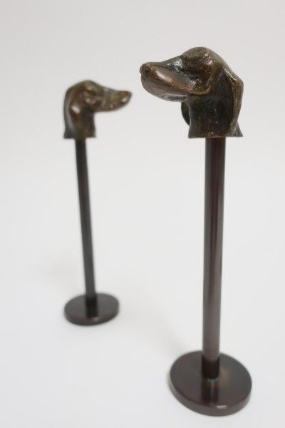 Set of 5 Modern Bronze Busts of Dogs