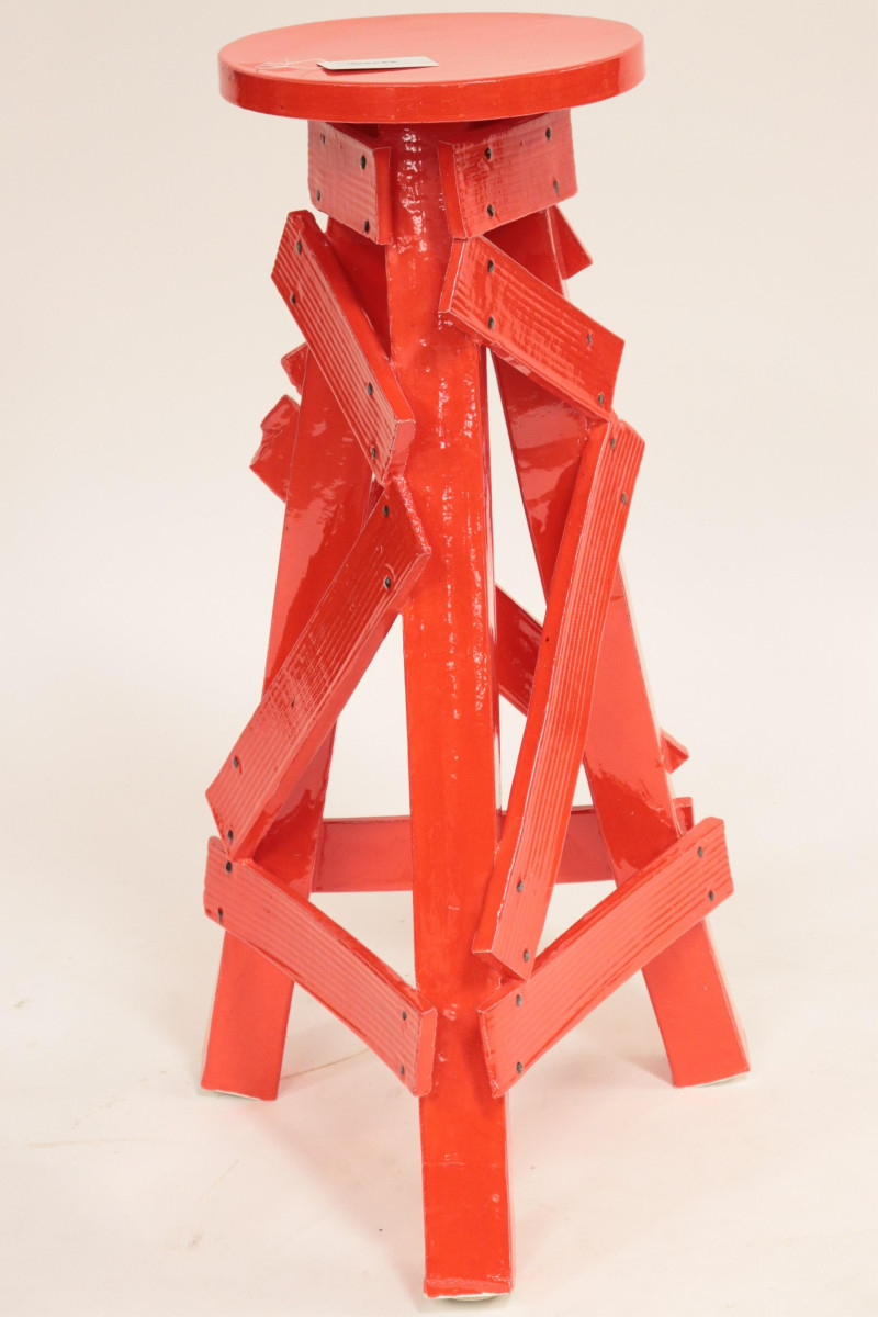 Contemporary Red Ceramic Bar Stool