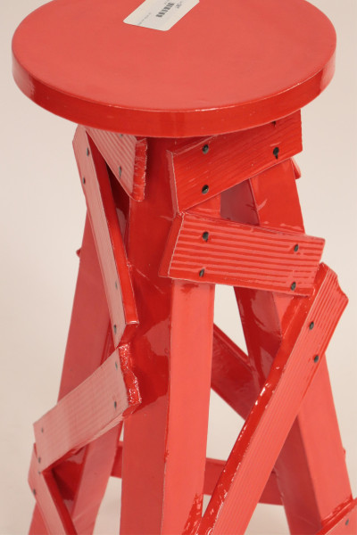 Contemporary Red Ceramic Bar Stool