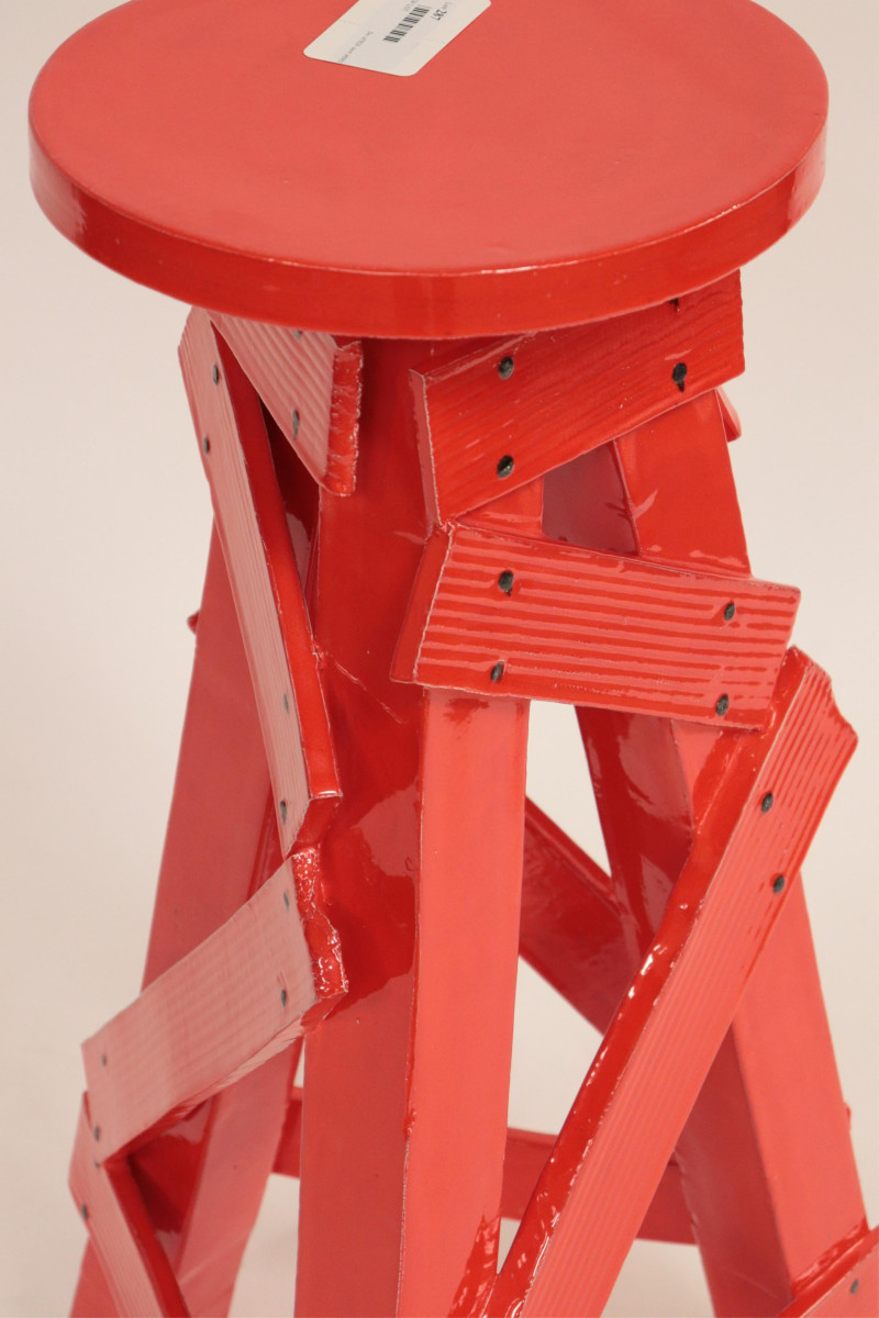 Contemporary Red Ceramic Bar Stool