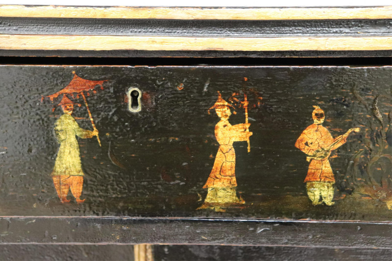 Regency Parcel Gilt Japanned Cabinet, E 19th C