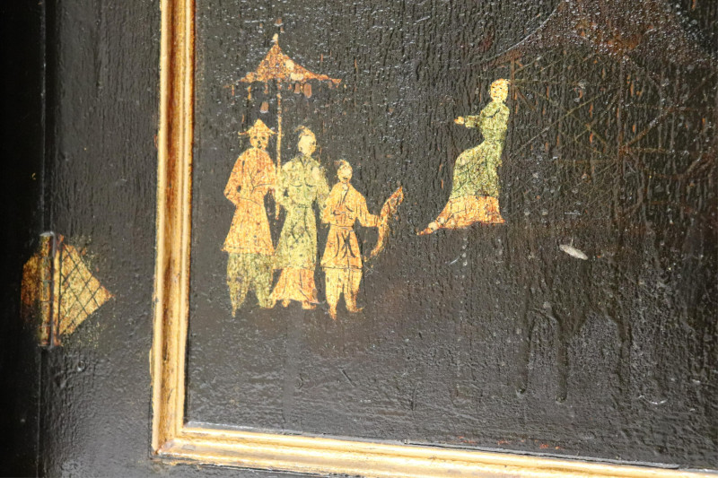 Regency Parcel Gilt Japanned Cabinet, E 19th C