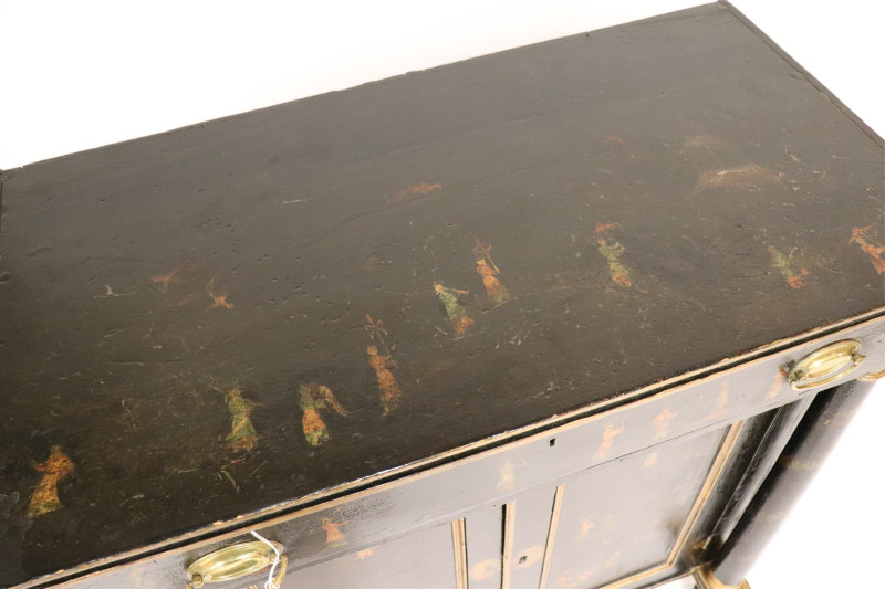 Regency Parcel Gilt Japanned Cabinet, E 19th C