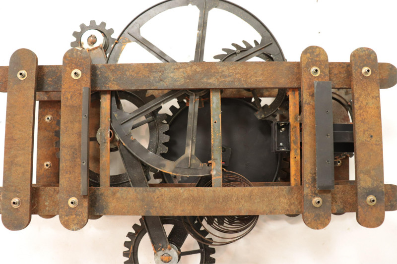 Steam Punk Faux Iron Painted Wood Wall Clock