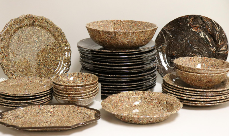 Marbleized Ceramic Partial Dinner Service
