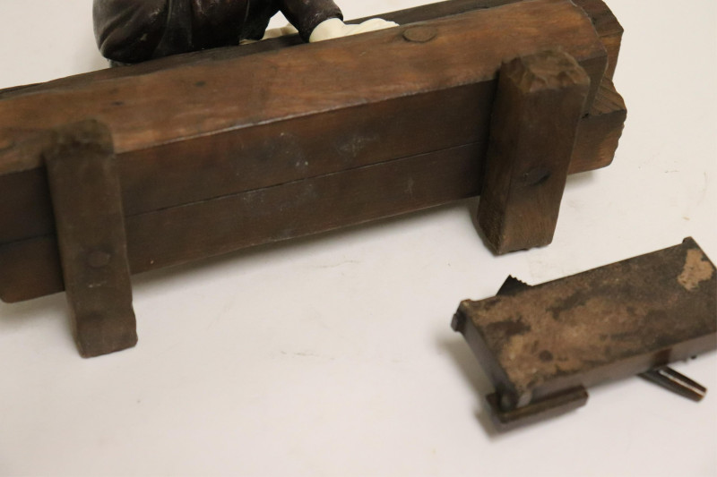 Japanese Bronze &amp; Wood Figure, Meiji Period