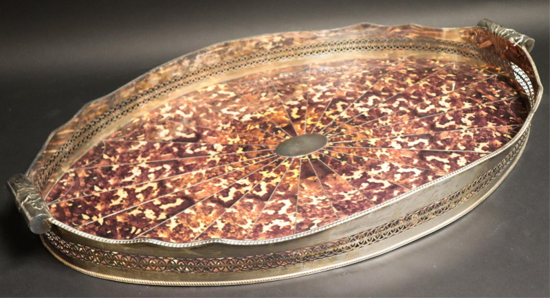 George III Style Inlaid Faux Tortoiseshell Tray