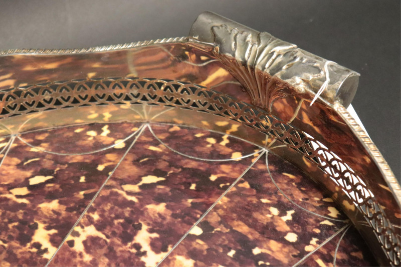 George III Style Inlaid Faux Tortoiseshell Tray