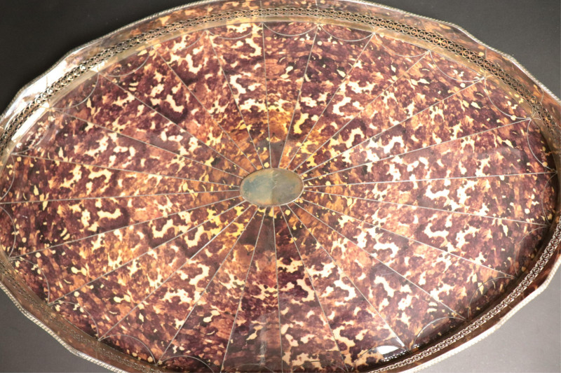 George III Style Inlaid Faux Tortoiseshell Tray