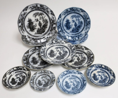 39-Pc. Jeddo Pattern Transferware, 19th C., Adams