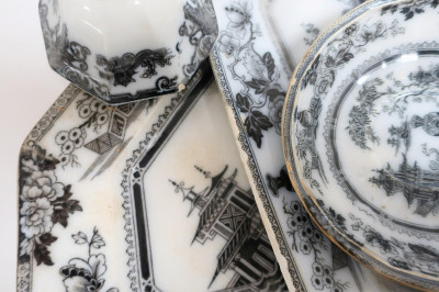 39-Pc. Jeddo Pattern Transferware, 19th C., Adams