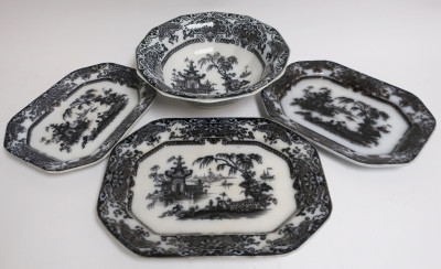Corean Pattern Mulberry Ironstone Transfer, 19th C