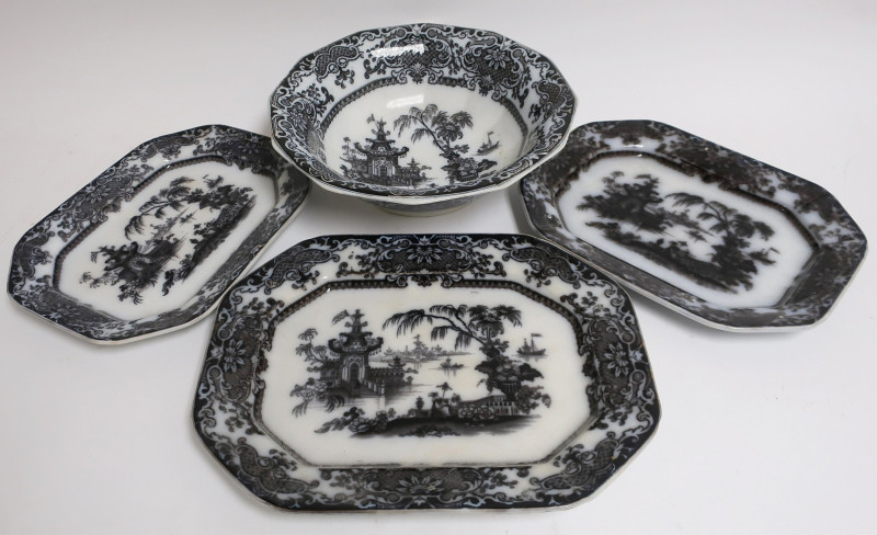 Corean Pattern Mulberry Ironstone Transfer, 19th C