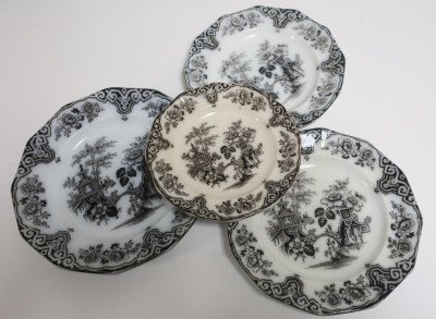 78-Pc. Bochara Mulberry Ironstone Transfer, 19th C