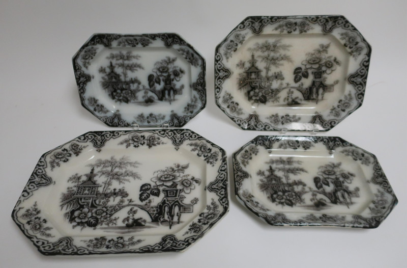 4 Octagonal Mulberry Platters, Bochara, 19th C.