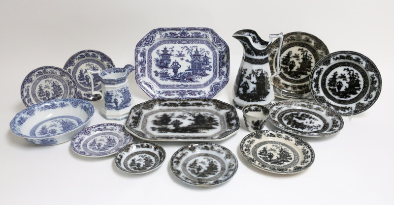 19th C. Temple Mulberry Lavender &amp; Black Transfer