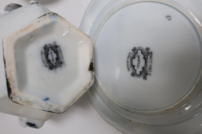 12 Pelew Mulberry Ironstone Transferware, 19th C.