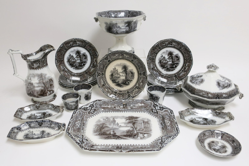 22 Vincennes Mulberry Ironstone Transferware