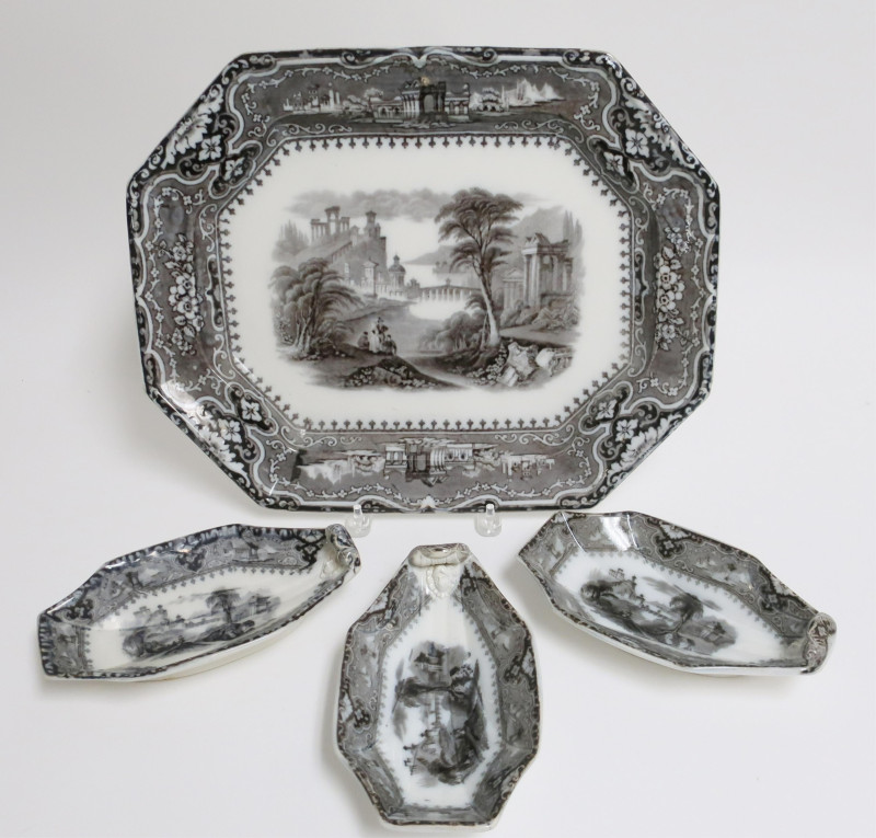 22 Vincennes Mulberry Ironstone Transferware