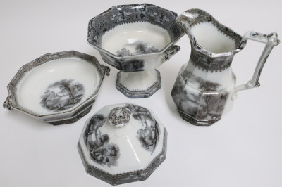 22 Vincennes Mulberry Ironstone Transferware