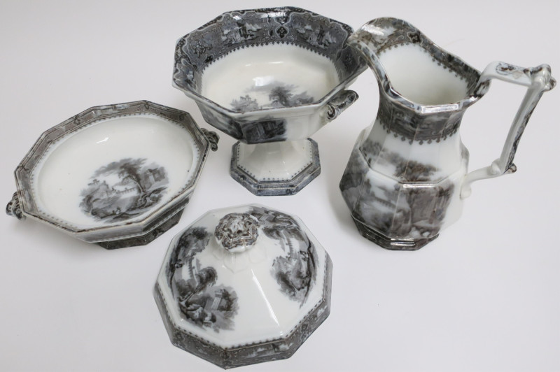 22 Vincennes Mulberry Ironstone Transferware