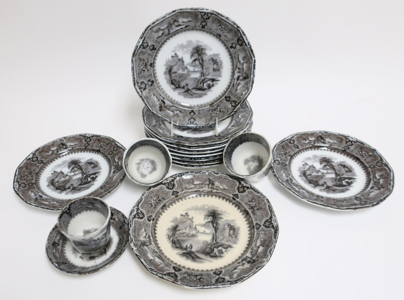 22 Vincennes Mulberry Ironstone Transferware