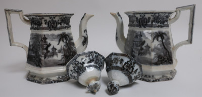 10 Cyprus Mulberry Ironstone Transferware, 19th C.
