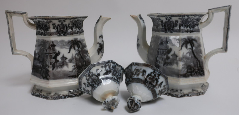 10 Cyprus Mulberry Ironstone Transferware, 19th C.