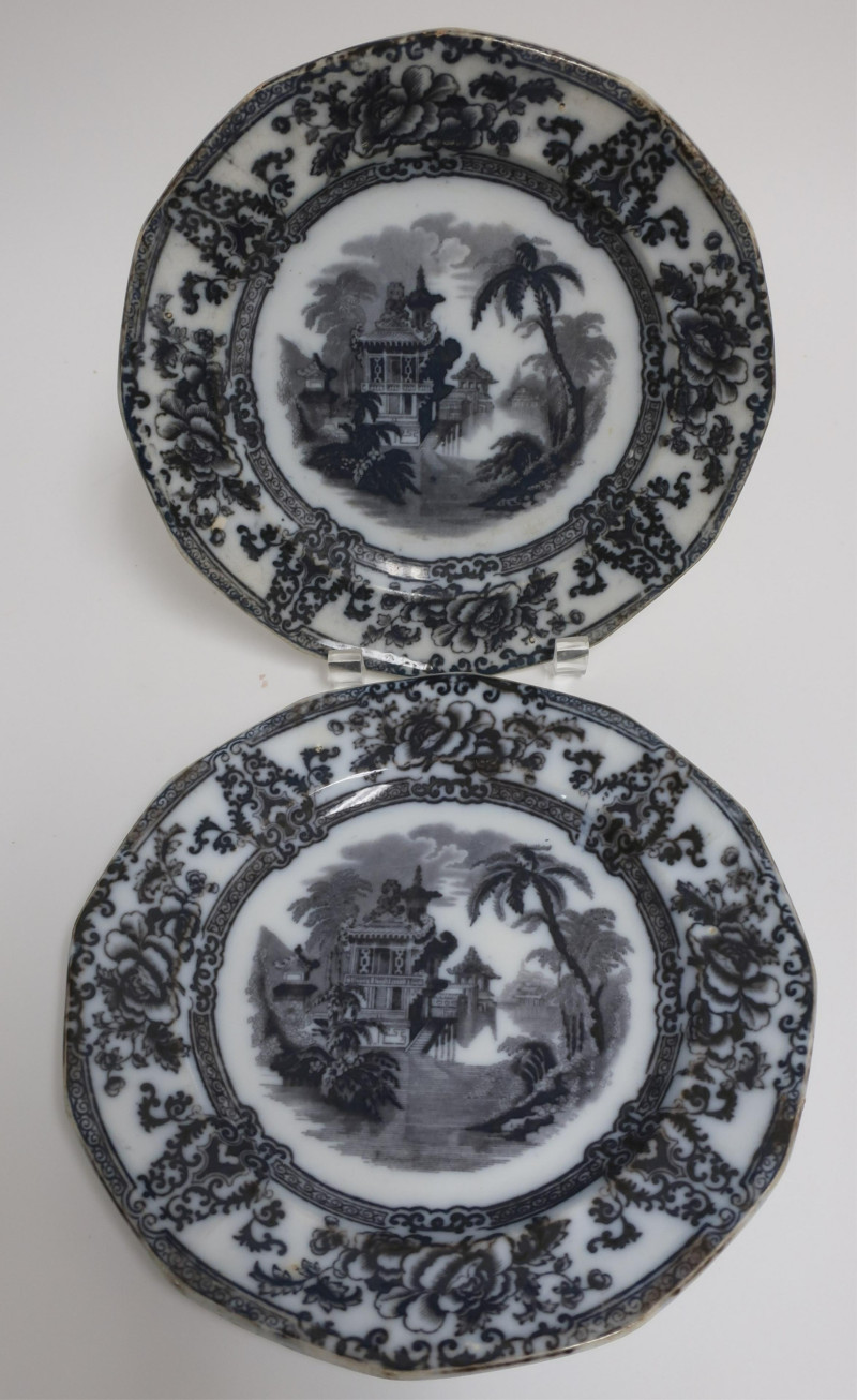 10 Cyprus Mulberry Ironstone Transferware, 19th C.
