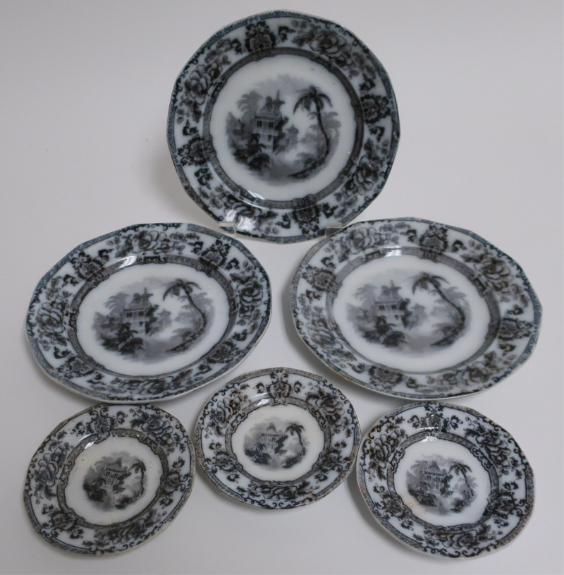 10 Cyprus Mulberry Ironstone Transferware, 19th C.