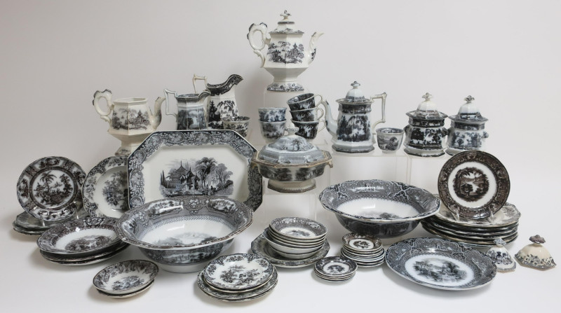 Approx. 60 Mulberry Ironstone Transferware Pieces